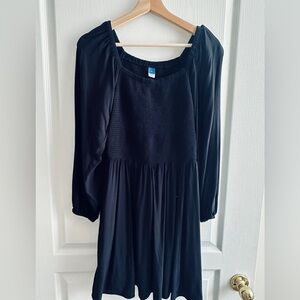 Old Navy- Black Fit and Flare Smocked Mini Dress- Medium